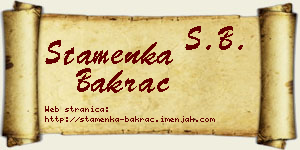 Stamenka Bakrač vizit kartica